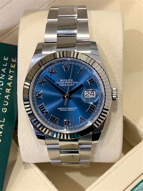 rolex stainless steel ladies datejust blue face|Rolex Datejust 41mm blue 126300.